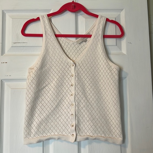 Loft Knit Button Front Tank, M - Picture 1 of 6
